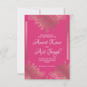 Gold Filigree Indian Invitation
