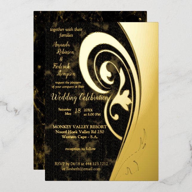 Gold Filigree Inspiration Foil Invitation (Front/Back)