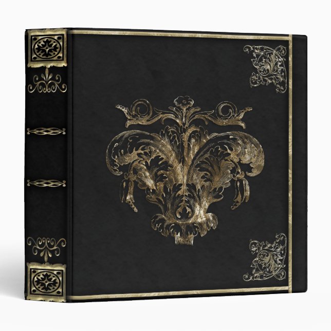 Gold Filigree Leather Look Gothic Binder (Front/Spine)