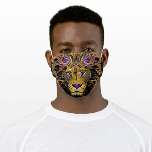 Gold Filigree Lion  Adult Cloth Face Mask