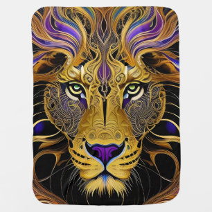 Gold Filigree Lion  Baby Blanket