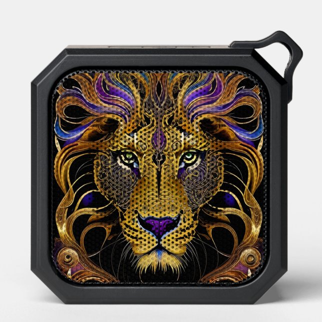 Gold Filigree Lion  Bluetooth Speaker (Front)