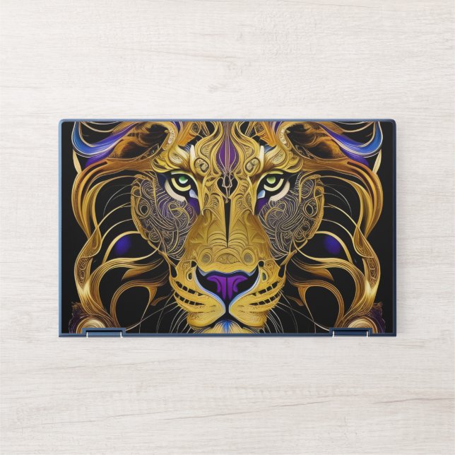 Gold Filigree Lion  HP Laptop Skin (Front)