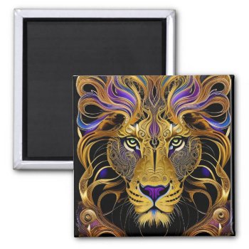 Gold Filigree Lion  Magnet by minx267 at Zazzle