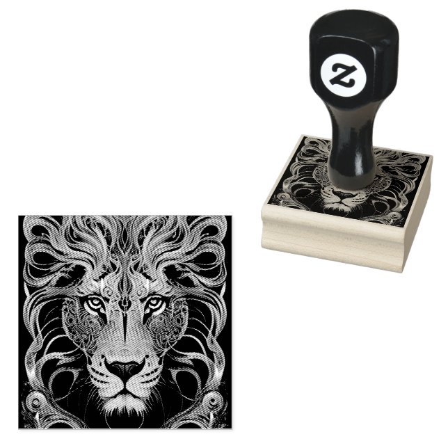 Gold Filigree Lion  Rubber Stamp (Stamped)