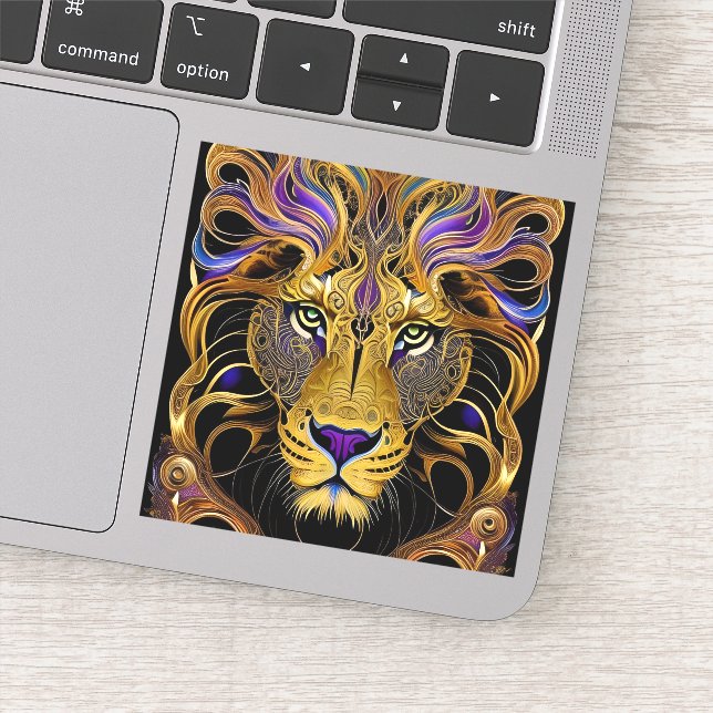 Gold Filigree Lion  Sticker (Detail)