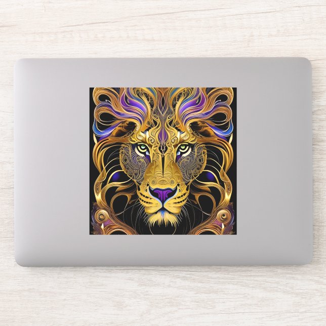 Gold Filigree Lion  Sticker (Computer)