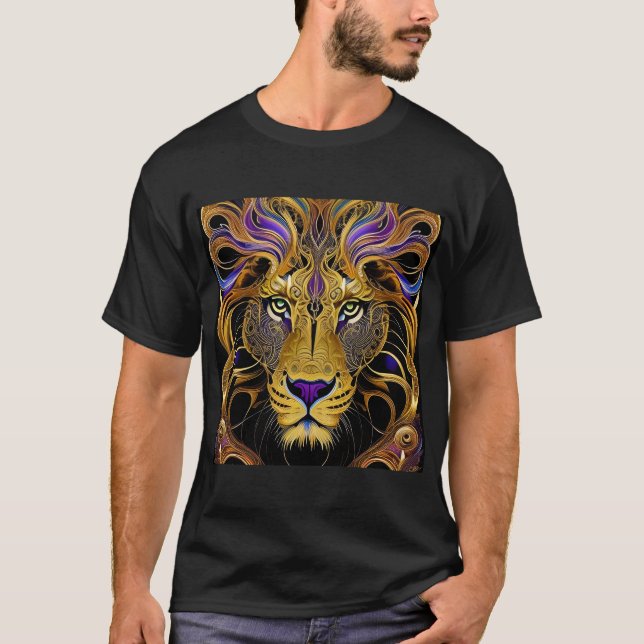 Gold Filigree Lion  T-Shirt (Front)
