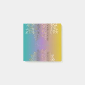 Gold Filigree Mandala On Pastel Rainbow Custom Post-it Notes