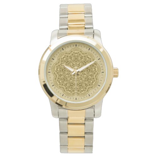 Gold Filigree Medallion Two Tone Watch