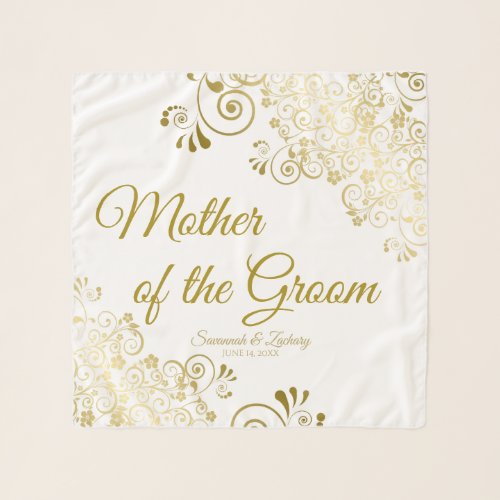 Gold Filigree Mother of the Groom Wedding Favor Scarf