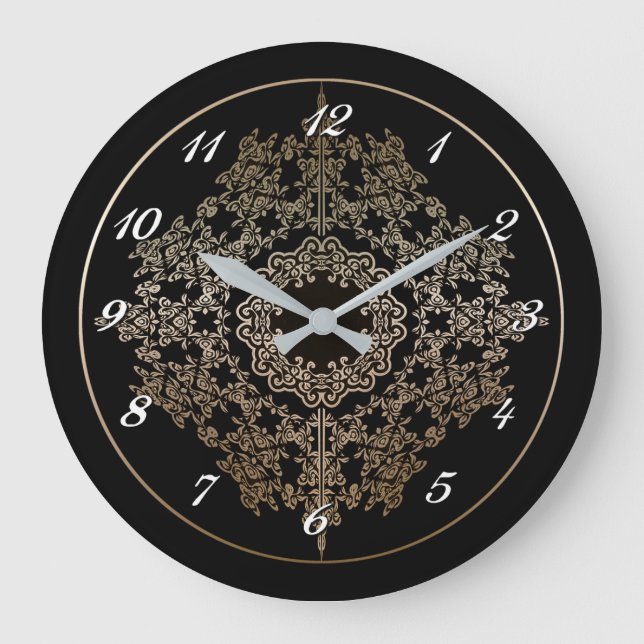 Gold Filigree Motif Wall Clock (Front)