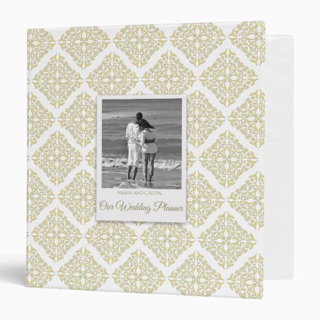 Gold Filigree Wedding Planner 1.5" Binder (Front/Inside)