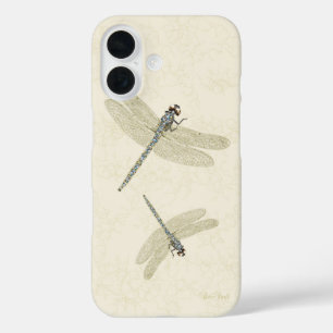 Gold Filigree Winged Jeweled Dragonflies  iPhone 16 Case