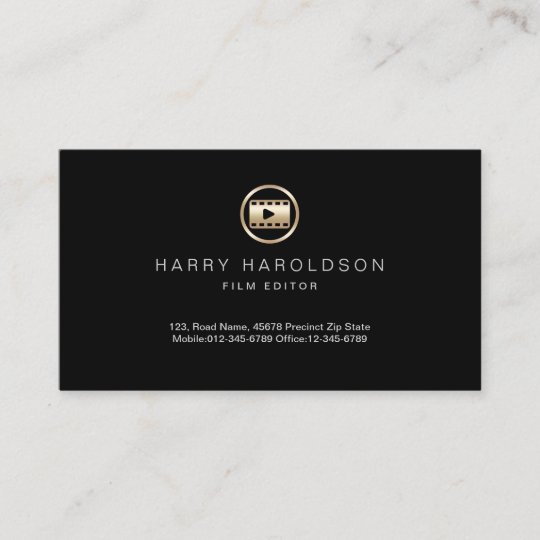 Gold Film Icon Video Editor Business Card