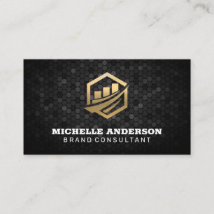 Gold Financial Icon   Geometric Background Business Card