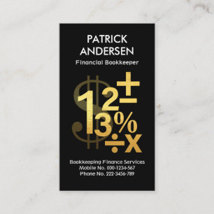 Gold Financial Numbers Symbols Business Card