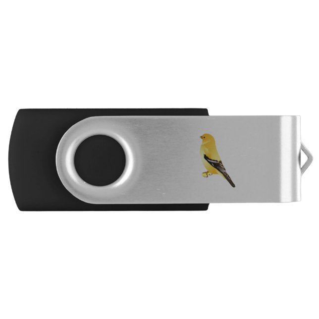 Gold Finch Cartoon Drawing Flash Drive (Front)