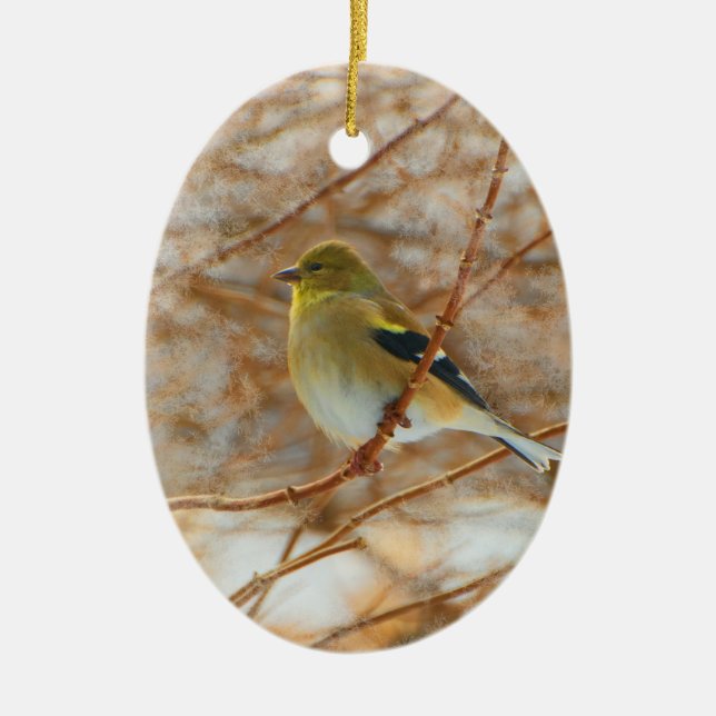 Gold finch ceramic ornament (Front)