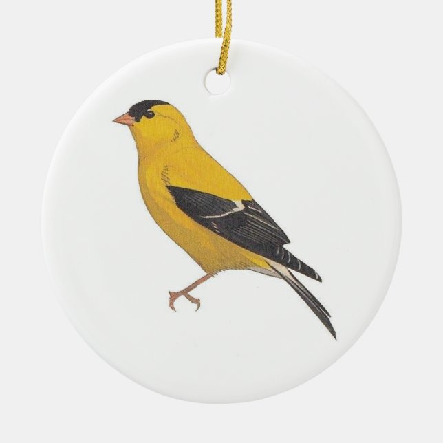 Gold Finch Ceramic Ornament (Front)