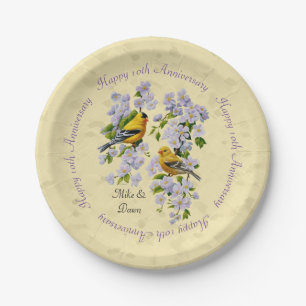 Gold Finches & Apple Blossoms Yellow Paper Plates