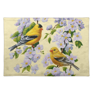 Gold Finches & Apple Blossoms Yellow Placemat