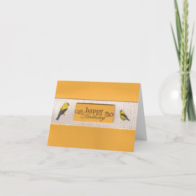 Gold Finches Birthday Card (Front)