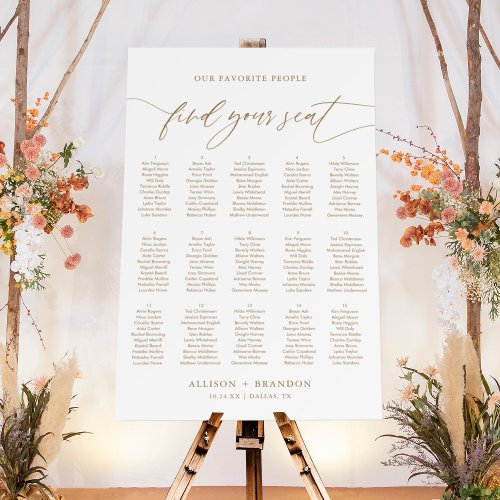 Gold Find Your Seat 15 Tables Seating Chart Foam Board