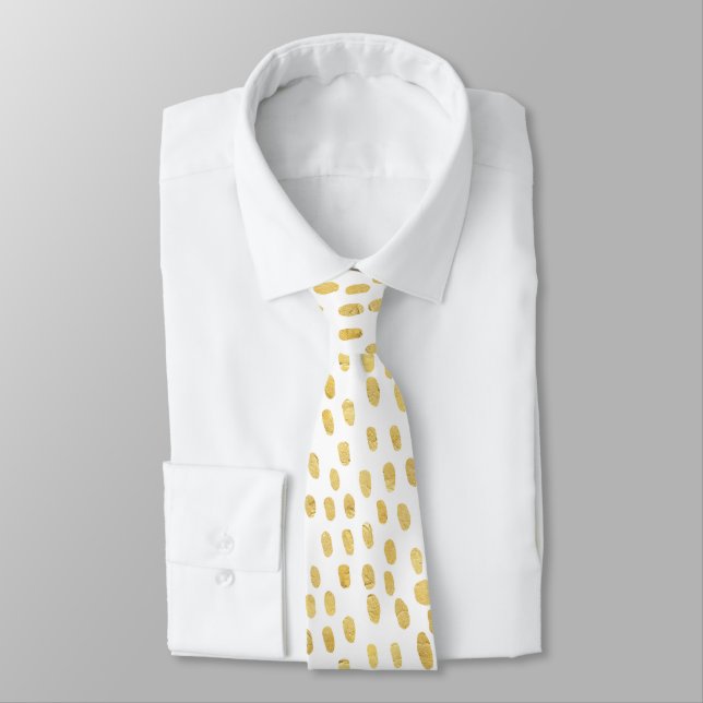Gold Fingerprints Pattern Neck Tie (Tied)