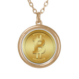 Gold Finish Bitcoin Round Necklace eZaZZleMan.com