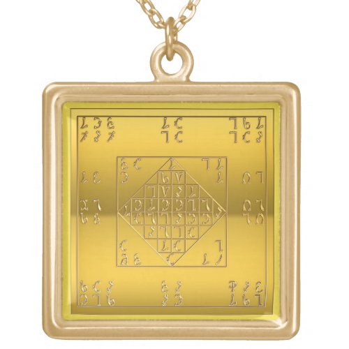 Gold Finish Enochian Lamen of John Dee Chain Gold Plated Necklace