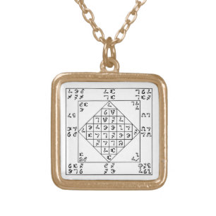 Gold Finish Enochian Lamen of John Dee Chain Plated Necklace