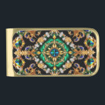 Gold finish Money Clip with Brazilian Colors<br><div class="desc">Add a touch of elegance and national pride to your accessories with this gold finish money clip, designed with Brazilian colors and a luxury precious stones effect on a dark background. The vibrant green, yellow, and blue of the Brazilian flag are seamlessly incorporated into the design, enhanced by the dazzling...</div>