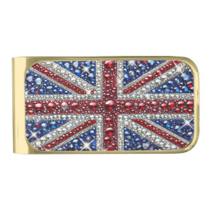 Gold finish Money Clip with British Colors