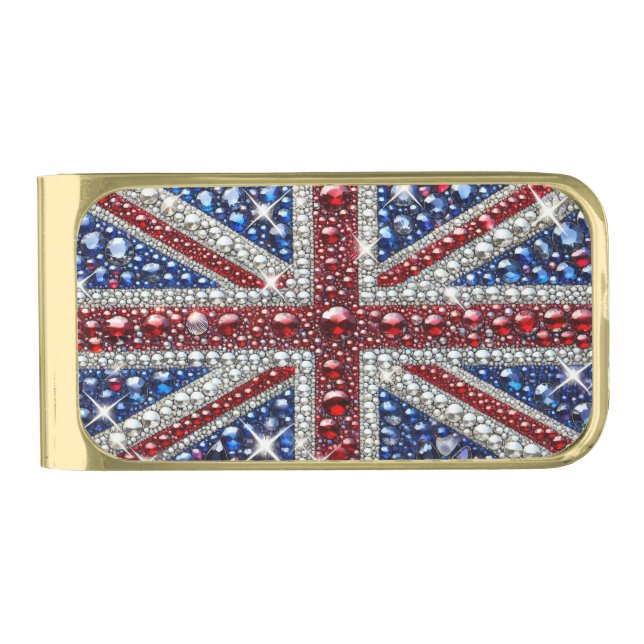 Gold finish Money Clip with British Colors (Front)