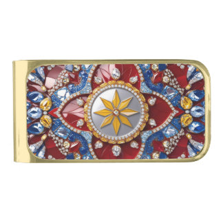 Gold finish Money Clip with Colombian Colors