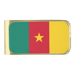Gold finish Money Clip with flag of Cameroon