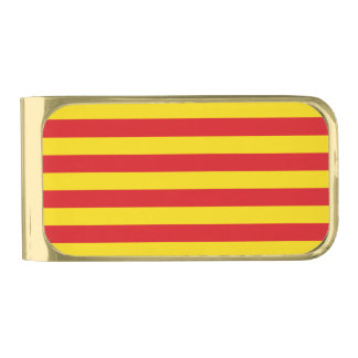 Gold finish Money Clip with flag of Catalonia
