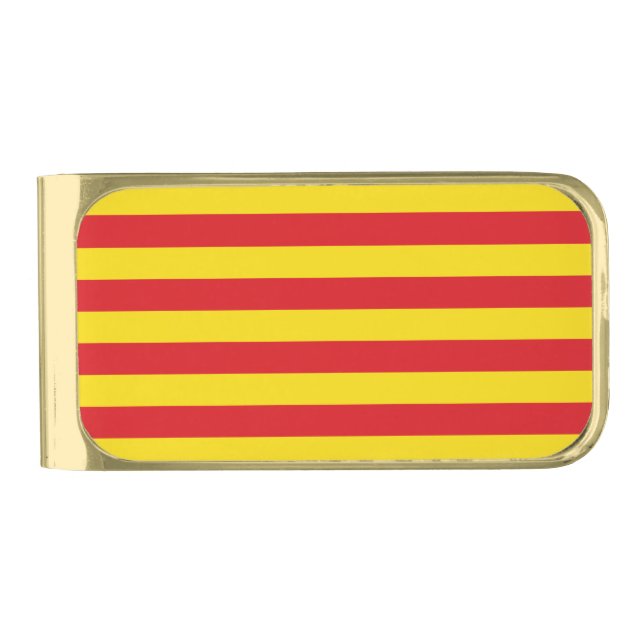 Gold finish Money Clip with flag of Catalonia (Front)