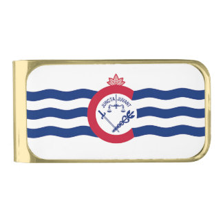 Gold finish Money Clip with flag of Cincinnati