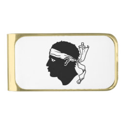 Gold finish Money Clip with flag of Corsica