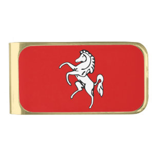 Gold finish Money Clip with flag of Kent, England