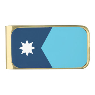 Gold finish Money Clip with flag of Minnesota, USA