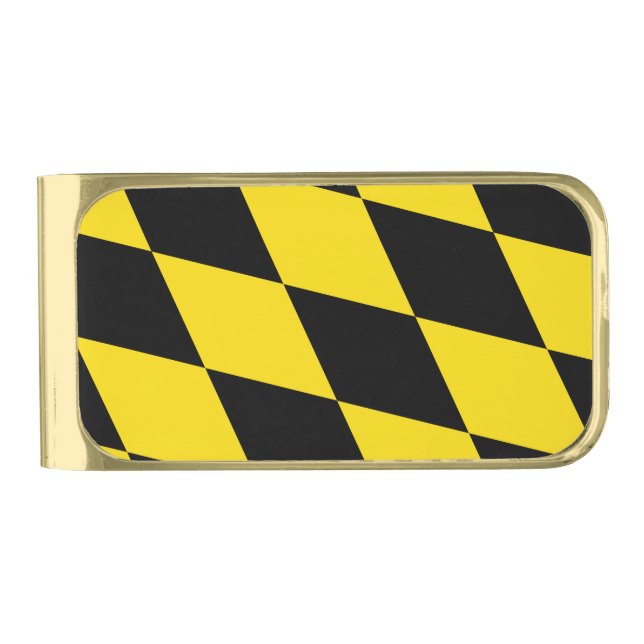 Gold finish Money Clip with flag of Munich (Front)