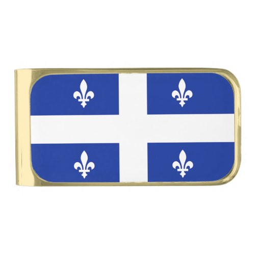 Gold finish Money Clip with flag of Quebec