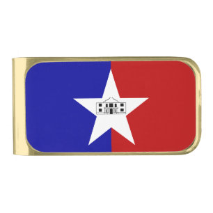 Gold finish Money Clip with flag of San Antonio