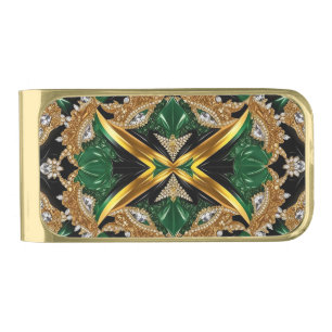 Gold finish Money Clip with Jamaican Colors