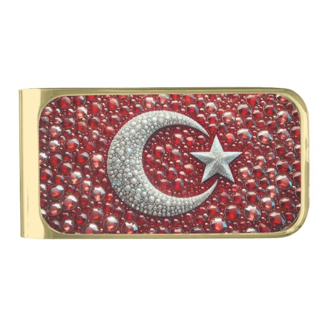 Gold finish Money Clip with Turkish Colors (Front)