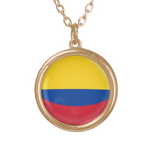 Gold finish Necklace Colombia Colombian flag