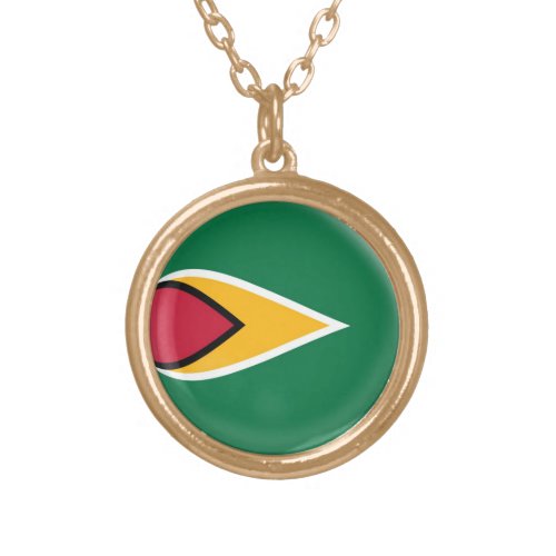 Gold finish Necklace Guyana flag